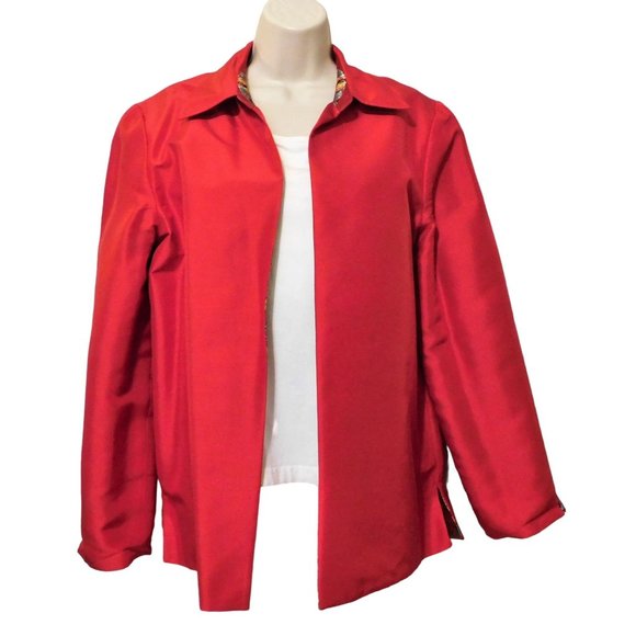 Red Jacket L Reversible Asian Inspired Design Long Sleeve - Picture 6 of 10